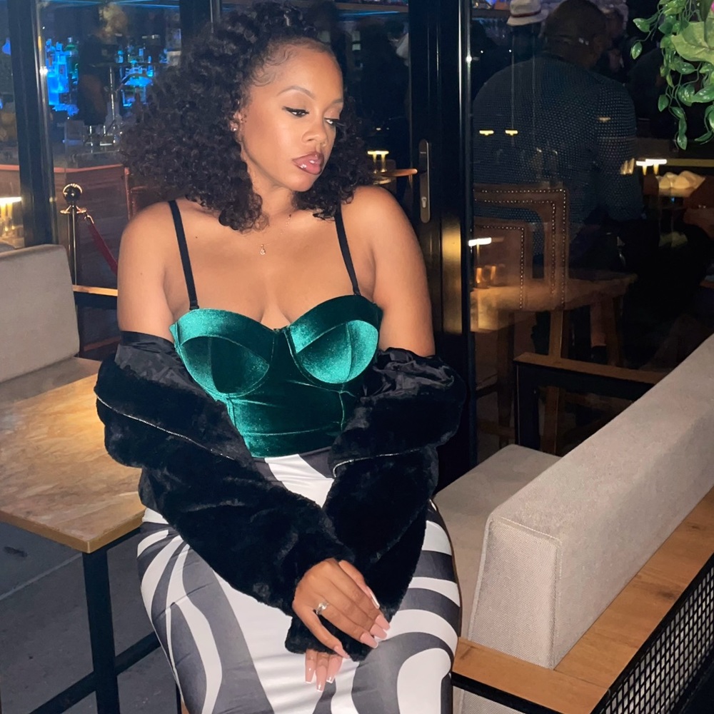 Velvet bustier cami top